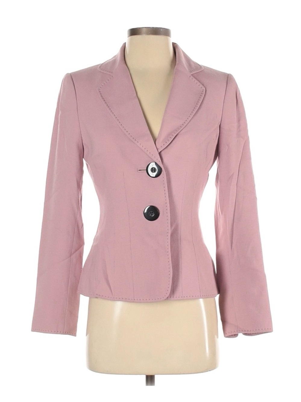 TAHARI ASL Tailored Blush Pink 2 Button Blazer Jacket Saddle Stitch Detail Women